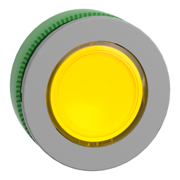 ZB5FV083C0 – Head for pilot light, Harmony XB5, grey bezel, yellow flush mounted, 30mm, universal LED, plain lens