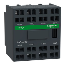 LADN403 – Auxiliary contact block, TeSys Deca, 4NO, front mounting, spring terminals