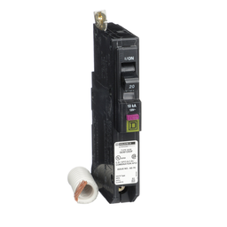 QOB120DF – Mini circuit breaker, QO, 20A, 1 pole, 120VAC, 10kA, bolt on, dual function, pigtail