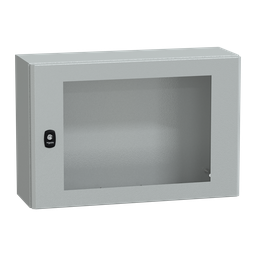NSYS3D4620T – Wall mounted steel enclosure, PanelSeT S3D, transparent door, without mounting plate, 400x600x200mm, IP66, IK08