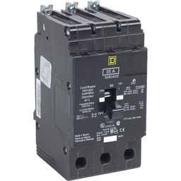 EGB34035 – Mini circuit breaker, E-Frame, 35A, 3 pole, 480Y/277VAC, 65kA max, bolt on