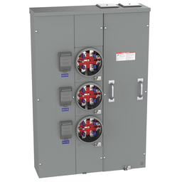 MPH43200 – Meter center, MP Meter-Pak, 3 sockets, horn bypass, 5 jaws, 400A bus, 200A max breaker rating, ringless
