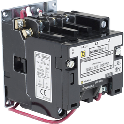 8502SCO2V08 – NEMA Contactor, Type S, nonreversing, Size 1, 27A, 10HP at 575VAC, 3 phase, up to 100kA, 3 pole, 208VAC coil, open