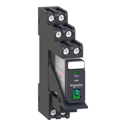 RXG22BDPV – interface plug in relay, Harmony Electromechanical Relays, pre assembled, 5A, 2CO, with LED, lockable test but to n, 24V DC