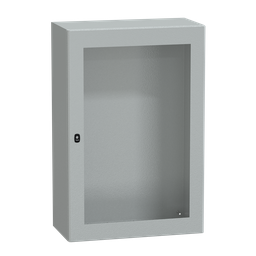 NSYS3D12840T – Wall mounted steel enclosure, PanelSeT S3D, transparent door, without mounting plate, 1200x800x400mm, IP66, IK08