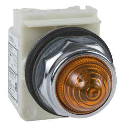 9001KP35LYA9 – Pilot light, Harmony 9001K, metal, polycarbonate, domed, amber, 30mm, LED yellow, 24…28V