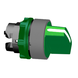 ZB5AD803C0 – Selector switch head, Harmony XB5, plastic, green, 22mm, 3 positions, spring return from right to center, grey bezel
