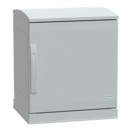 NSYPLAZT554G – Floor standing polyester enclosure, Thalassa PLA, open bottom, ventilated canopy, 500x500x420mm, IP44, IK10