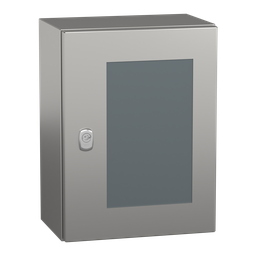 NSYS3X4320T – Wall mounted enclosure, PanelSeT S3X, stainless steel 304L, glazed door, 400x300x200mm, IP66