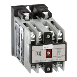 8501XO60V02 – NEMA Control Relay, Type X, machine tool, 10A resistive at 600 VAC, 6 normally open contacts, 110/120 VAC 50/60 Hz coil