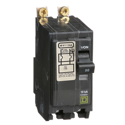 QOB2505272 – Mini circuit breaker, QO, 50A, 2 pole, 120/240VAC, 10kA, bolt on, 48VDC rating