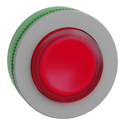 ZB5FW143C0 – Head for illuminated push button, Harmony XB5, grey bezel, red projecting, 30mm, universal LED, spring return, unmarked