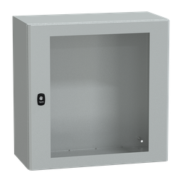 NSYS3D6630T – Wall mounted steel enclosure, PanelSeT S3D, transparent door, without mounting plate, 600x600x300mm, IP66, IK08