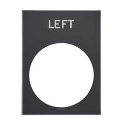 ZB2BY2310 – Marked legend, Harmony XAC, nameplate, 30 x 40mm, plastic, black, 22mm push button, white marked LEFT
