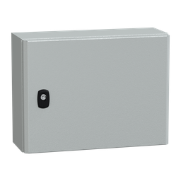 NSYS3D3415P – Wall mounted steel enclosure, PanelSeT S3D, plain door, with mounting plate, 300x400x150mm, IP66, IK10