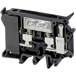 NSYTRV42SF6LA – Terminal Blocks, Linergy, fused block, 10A, 600V, screw terminal, for 6.3X32mm fuse, with 110/250V LED, 2 points, black