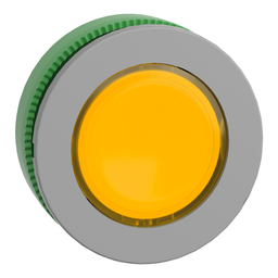 ZB5FA58C0 – Head for illuminated push button, Harmony XB5, grey bezel, yellow flush mounted, 30mm, universal LED,