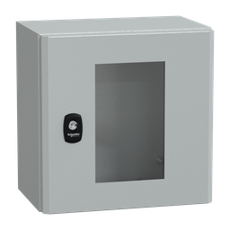 NSYS3D3320T – Wall mounted steel enclosure, PanelSeT S3D, transparent door, without mounting plate, 300x300x200mm, IP66, IK08