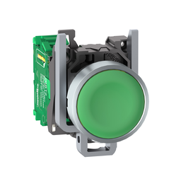 ZB4RTA3 – Wireless and batteryless transmitter, Harmony XB5R, push button, metal, green, 22mm, spring return