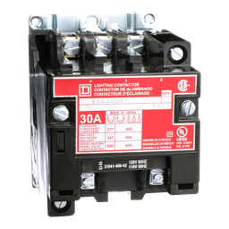 8903SMO2V02 – Contactor, Type S, multipole lighting, electrically held, 30A, 3 pole, 110/120VAC 50/60Hz coil, open style
