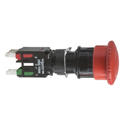 XB6AS8345B – Complete emergency stop push button, Harmony XB6,16mm, red pushbutton 30mm, trigger latching turn to release, 1NO   1NC, key 200