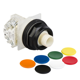 9001SKR2UH13 – Push-button, Harmony 9001SK, plastic, recessed, 7 colours choice, 30mm, spring return, 1 C/O