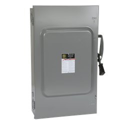 D324N – Safety switch, general duty, fusible, 200A, 3 pole, 60hp, 240VAC, NEMA 1, neutral factory installed