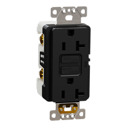 SQR51201BK – Socket-outlet, X Series, 20A, decorator, GFCI, tamper resistant, commercial, black, matte finish