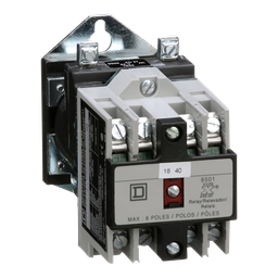 8501XDO40V53 – NEMA Control Relay, Type X, machine tool, 10A resistive at 600 VAC, 4 normally open contacts, 24 VDC coil