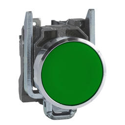 XB4BA31 – Harmony, 22mm push button, green flush, spring return, 1 NO, unmarked