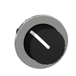 ZB4FD29 – Head for selector switch, Harmony XB4, chromium, black knurled knob, flush, 30mm, 2 positions, stay put