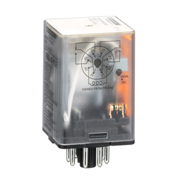 8501KPDR12V53 – Plug in relay, Type KP, tubular, 1 HP at 277 VAC, 10A resistive at 120 VAC, 8 pin, DPDT, 2 NO, 2 NC, 24 VDC coil