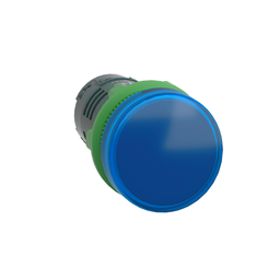 XB5EVB6 – Monolithic pilot light, Harmony XB5, grey plastic, blue, 22mm, universal LED, plain lens, 24V AC DC
