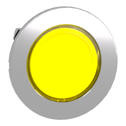 ZB4FH083 – Head for illuminated push button, Harmony XB4, metal, yellow flush mounted, 30mm, universal LED, unmarked