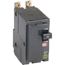 QOB220H – Mini circuit breaker, QO, 20A, 2 pole, 120/240VAC, 10kA, bolt on