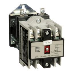 8501XDO40V62Y414 – NEMA Control Relay, Type X, machine tool, 10A resistive at 600 VAC, 4 normally open contacts, 115/125 VDC coil, pan head