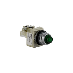 9001KT1G31 – Push to test pilot light, Harmony 9001K, metal, polycarbonate, fresnel lens, green, 30mm, 110…120V