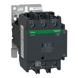 LC1D80BD – IEC contactor, TeSys Deca, nonreversing, 80A, 60HP at 480VAC, up to 100kA SCCR, 3 phase, 3 NO, 24VDC coil, open style