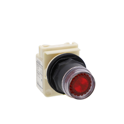9001SK1L38LRR – Illuminated push-button head, Harmony 9001SK, plastic, plastic guard flush, red, 30mm, spring return, LED red, 120V
