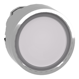 ZB4BA18 – Head for illuminated push button, Harmony XB4, metal, white flush, 22mm, universal LED, for insertion legend