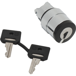 ZB4BG410 – Key switch selector head, Harmony XB4, metal, black, 22mm, key 458A, 2 positions, stay put
