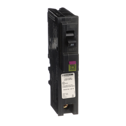 HOM120PDFC – Mini circuit breaker, Homeline, 20A, 1 pole, 120VAC, 10kA AIR, combo ARC/ground fault, plug on neutral, plug in, UL