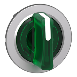 ZB4FK1333 – Head for illuminated selector switch, Harmony XB4, metal, green handle, flush mounted, 30mm, universal LED, 3 positions