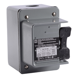 2510KW1H – Switch, manual, 30A, 2 pole, 3 HP at 575 VAC, single phase, toggle operated, red 115 VAC indicator, NEMA 4, two conduit