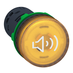 XB5KS2B8 – Annunciator, Harmony XB5, Illuminated buzzer, plastic, yellow, 22mm, continuous or intermittent tone, 24V AC DC