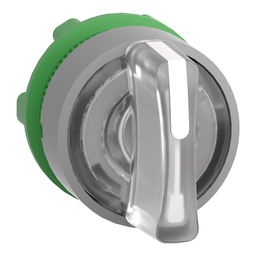 ZB5AK1513C0 – Head for illuminated selector switch, Harmony XB5, grey bezel, white handle, 22mm, universal LED, 3 positions, to center
