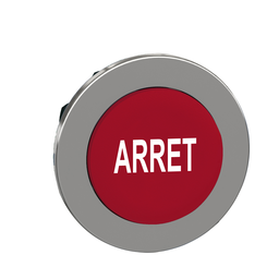 ZB4FL433 – Head for illuminated push button, Harmony XB4, metal, red flush, 30mm, spring return, white marked ARRET