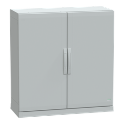 NSYPLAZ10104G – Floor standing polyester enclosure, Thalassa PLA, plain door, open bottom, 1000x1000x420mm, IP54, IK10