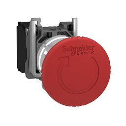 XB4BS8442 – Emergency switching off push button, Harmony XB4, metal, red mushroom 40mm, 22mm, trigger latching turn to release, 1NC