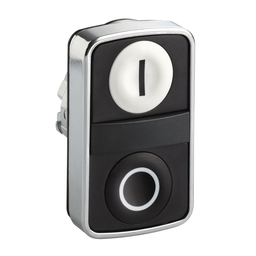 ZB4BA7121 – Head for double headed push button, Harmony XB4, metal, 22mm, 1 white flush marked I   1 black flush marked O